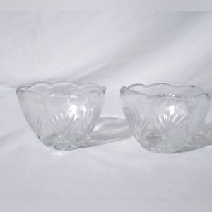 Indonesian Two (2) Candy/Miscellaneous Dishes With Scalloped Rims Clear